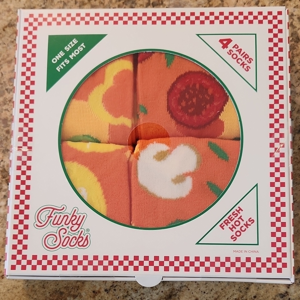 PIZZA Socks Set. Food Themed Funky Socks Set Of 4 -  Patterned Socks.  NEW!